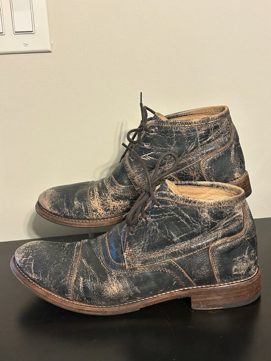 Mens BED STU RANDALL Sz 11.5 Brown Distressed Leather Chukka Ankle Boots main image 3